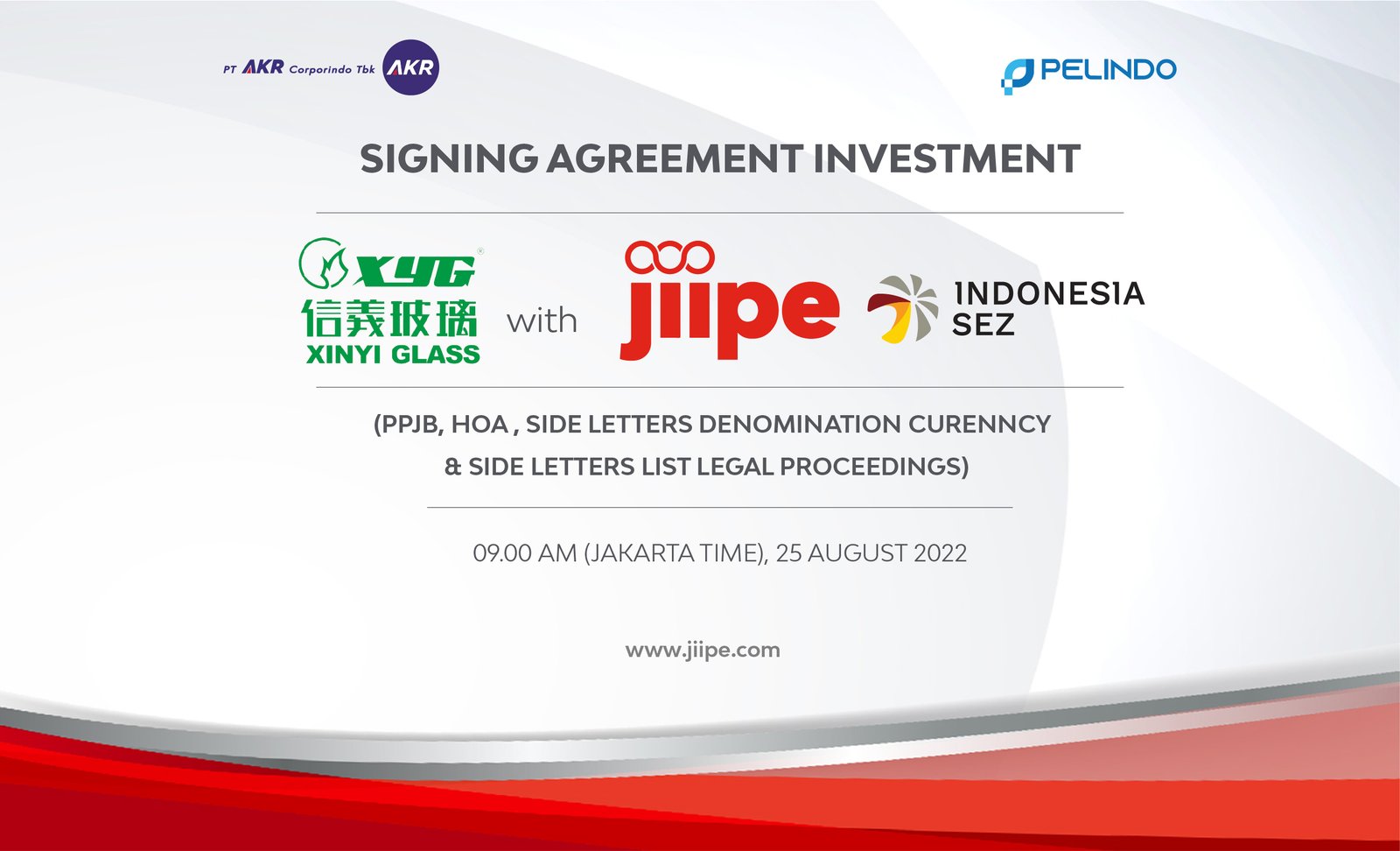 JIIPE Update : PT XINYI GLASS INDONESIA signs Binding Land Sale and Purchase Agreement for building Glass Production Factory in JIIPE SEZ